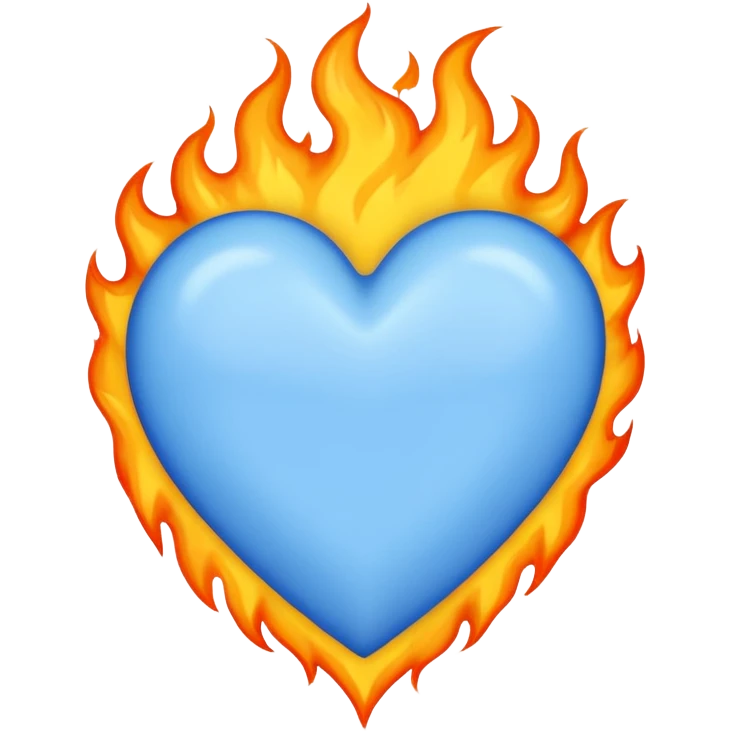 Blue heart with fire emoji
