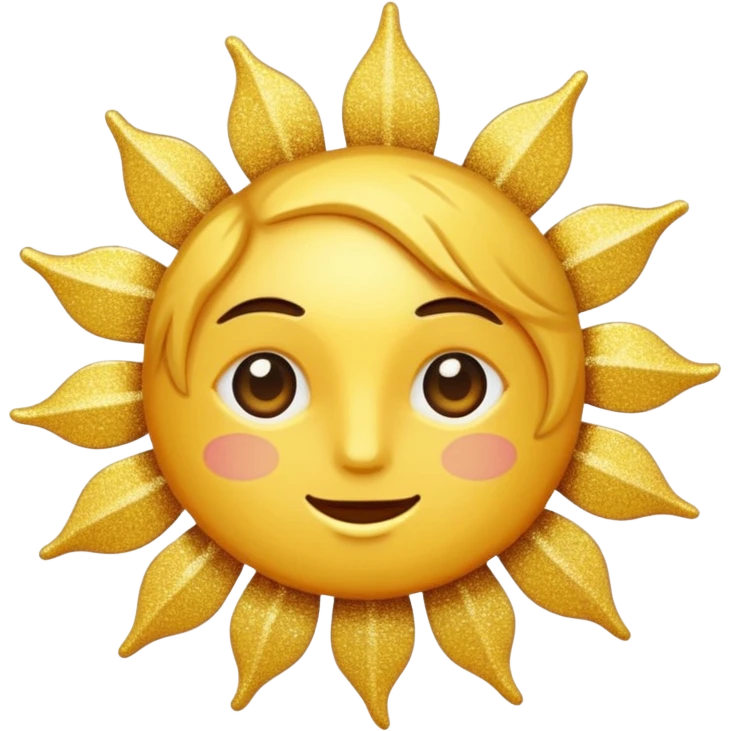 sun in 2d golden glitter in colour emoji