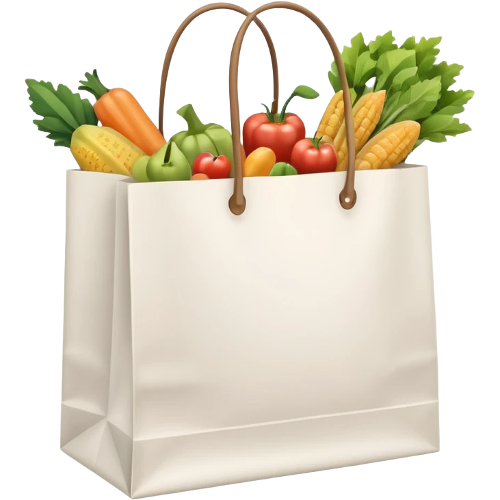 white shopping bag without face, and there are something full inside it emoji