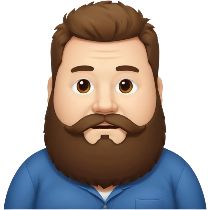 Tall chubby guy with big fluffy beard and a shag cut emoji