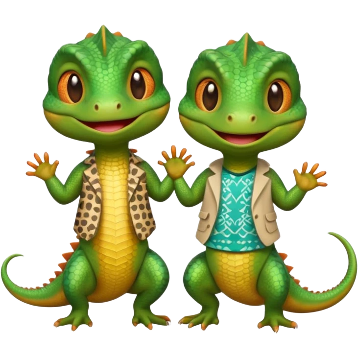 Lizard couple wear cute clothes  emoji
