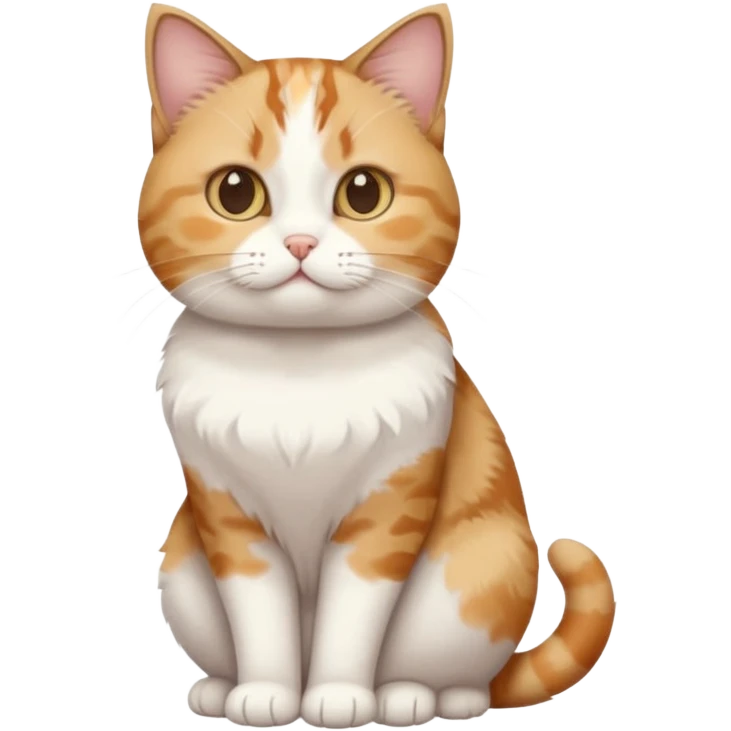 full body calico tabby + white cat with tiny head and fat body emoji