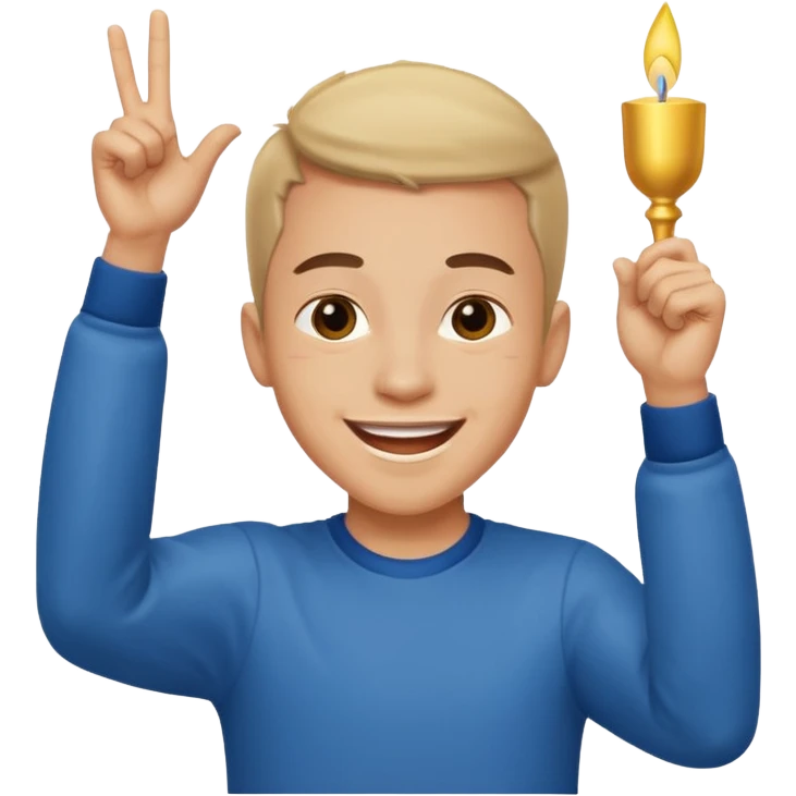 Young man doing celebration pose emoji