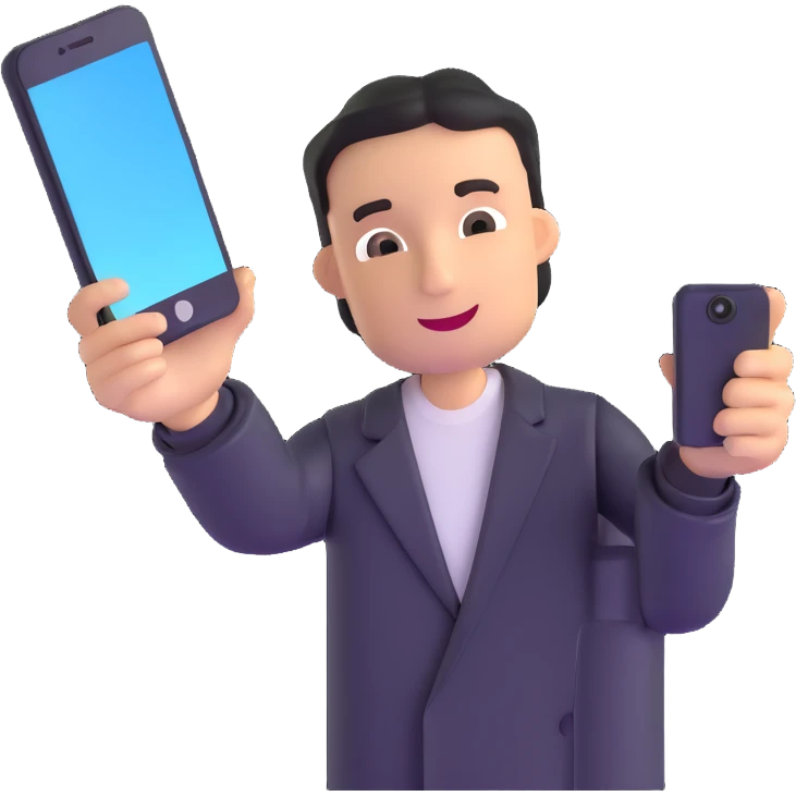 Y2K folder phone, open, taking a selfie emoji