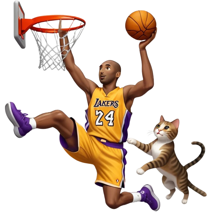kobe bryant dunking over a flying cat emoji
