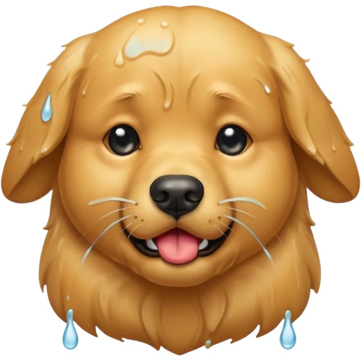 Golden retriever crying and pouting  emoji