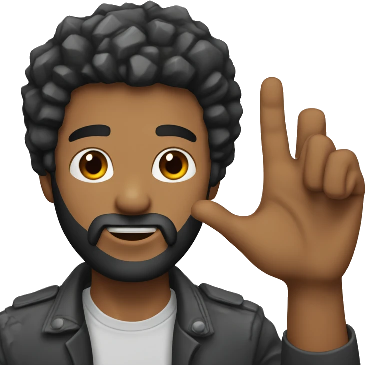 The guy with the beard makes a rock sign with his hand emoji