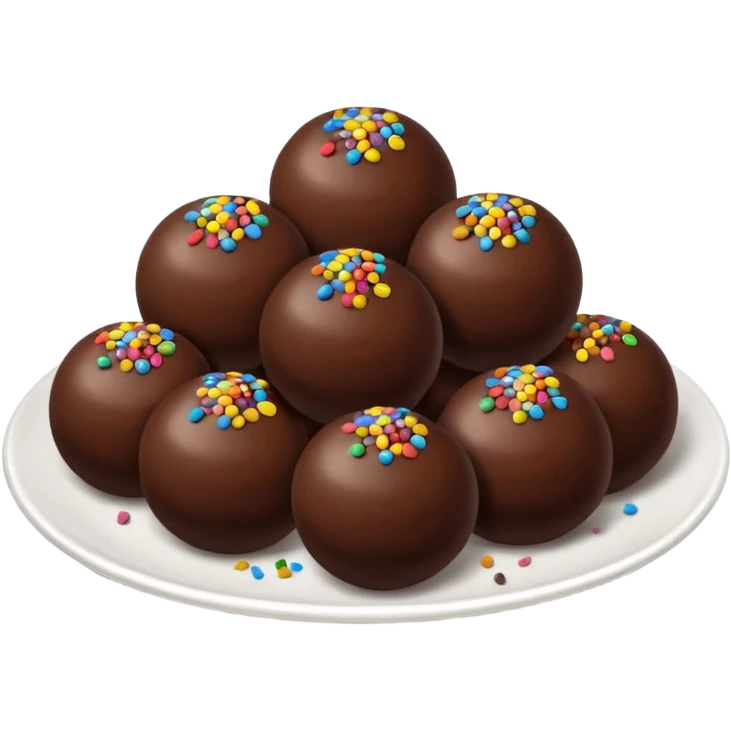 chocolate balls on plate with chocolate sprinkles emoji