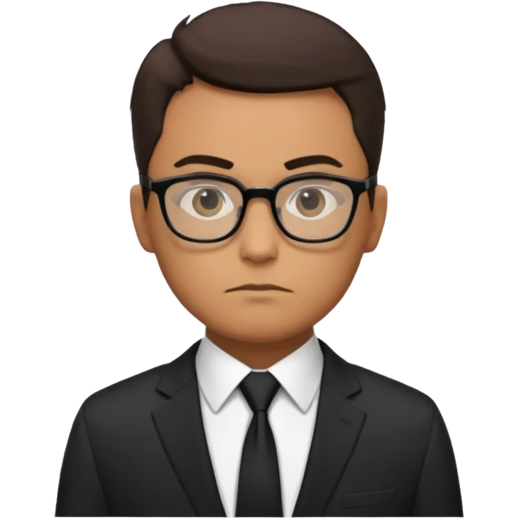 رجل يرتدي نظارات وبذلة رسمية سوداء بالكامل حتى ربطة العنق كانه عميل fbi emoji