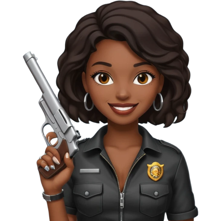 A sexy black female gang member with a gun emoji