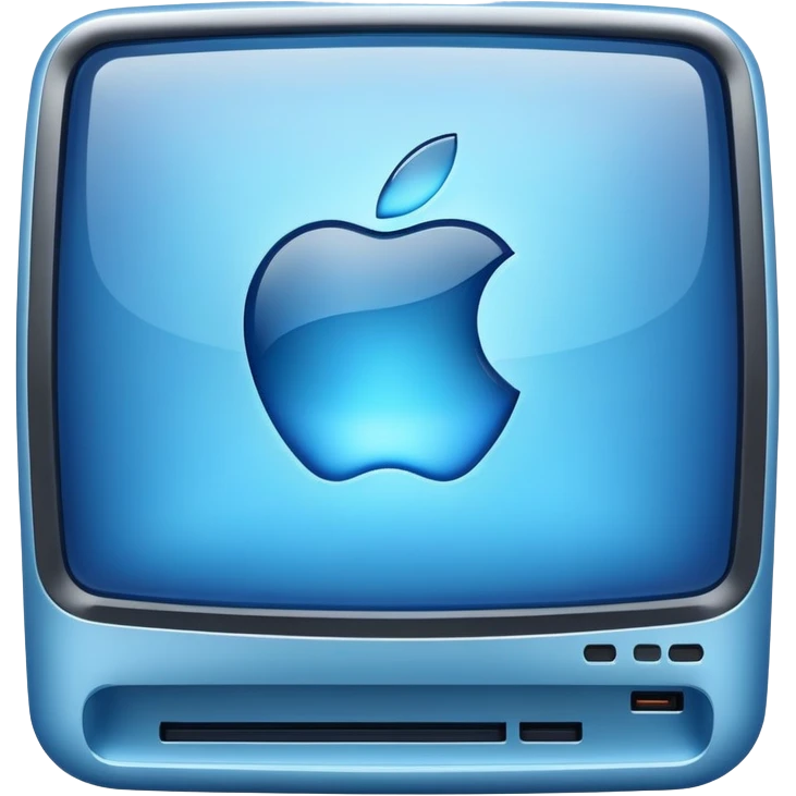 Y2K Apple computer translucent blue emoji