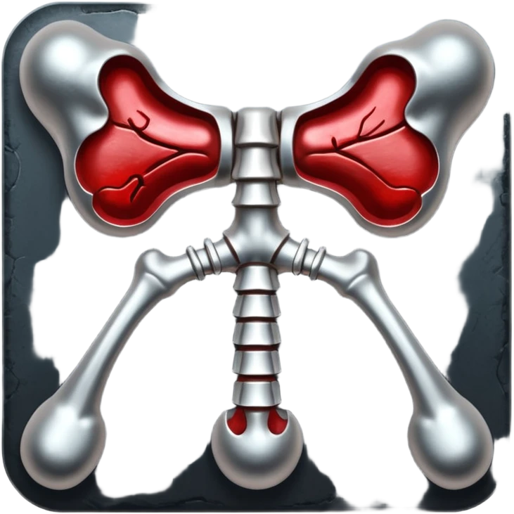 metallic anatomic bones with blood, steel texture, dark dramatic tone, clean background emoji