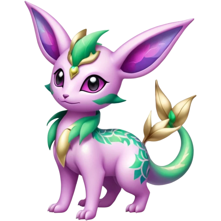 Shiny Exotic Cute Adorable Majestic Ethereal Sparkly Flygon-Espeon-Leafeon-Shaymin-Hybrid-Creature with pattern-markings emoji