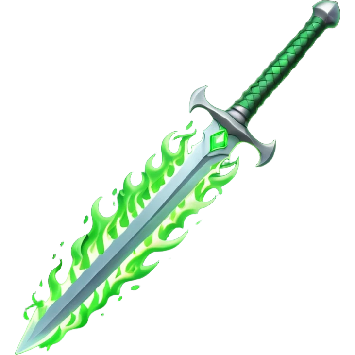 sword burning green flame emoji