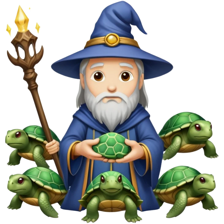 wizard surrounded by turtles emoji
