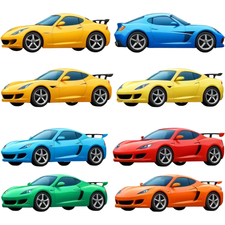 Make an 100 sports cars emoji