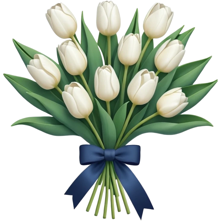 White tulips bouquet with light blue navy bow emoji