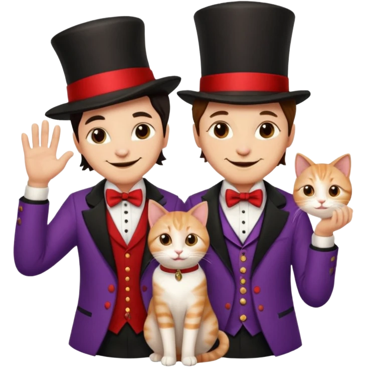 magician couple and their pet cat emoji