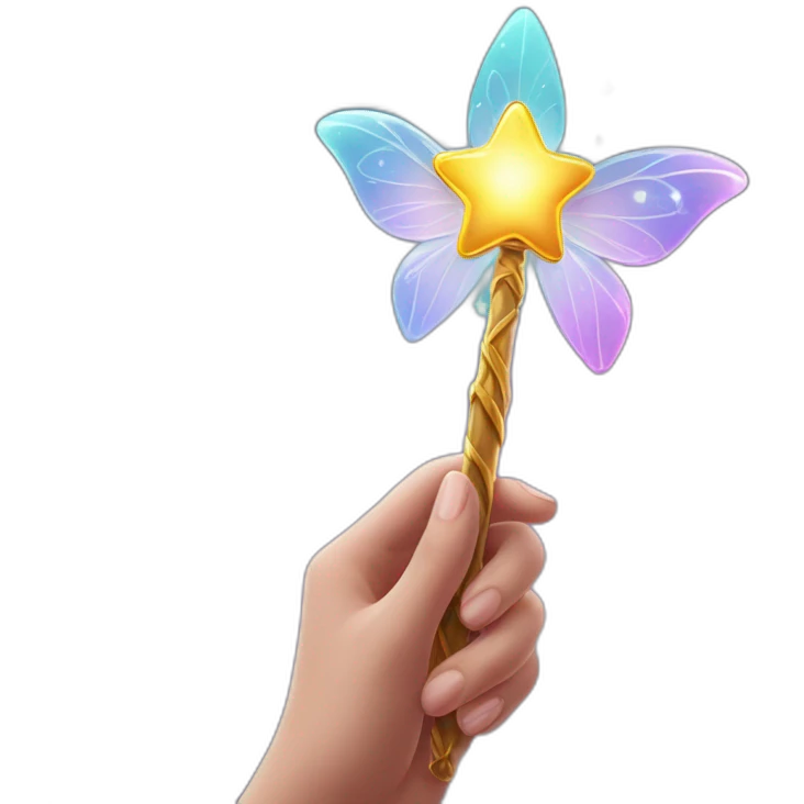 magic wand in the hands of a fairy emoji