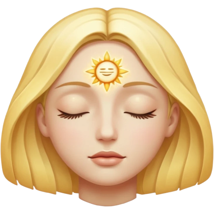 closed eye with a glowing symbol above emoji