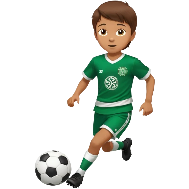 Brown hair 6 years old boy footballer RUNNING playing soccer wearing celtic uniform ( jersey) # 17 in the jersey !  emoji