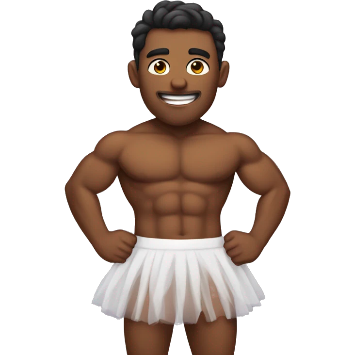 Shirtless buff male in a tutu emoji