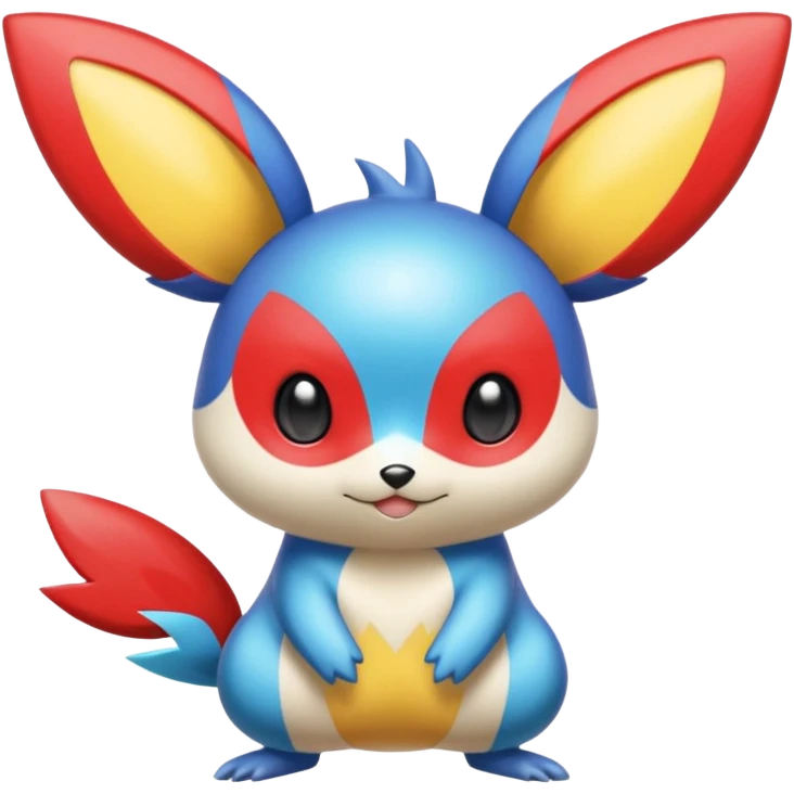 Blue and Red colorful iridescent Emolga-Victini-Pichu-Dedenne-fusion emoji