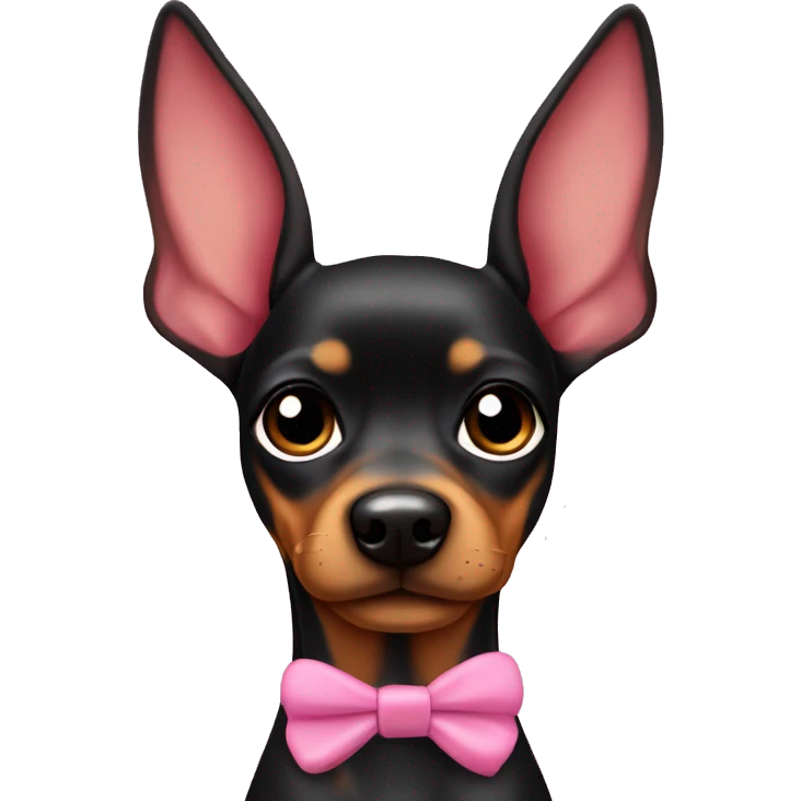black tan pinscher big ears girly pink bow emoji