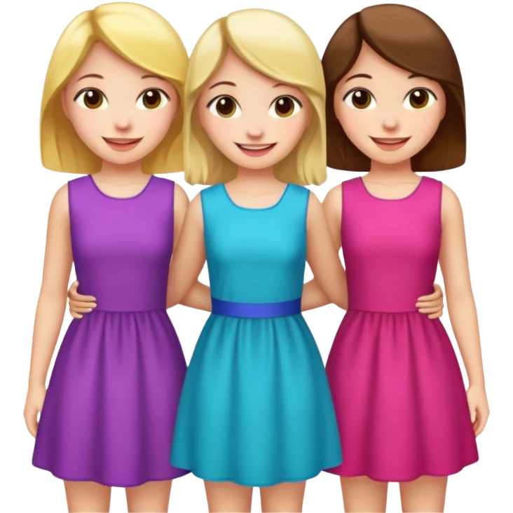 Three girls posing together emoji