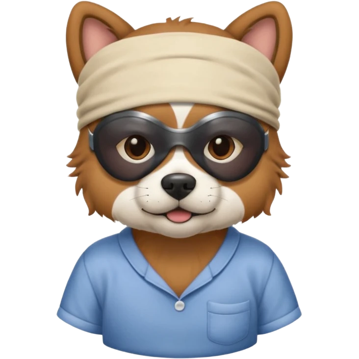 a dog heri with sleep mask and wearing shirt emoji
