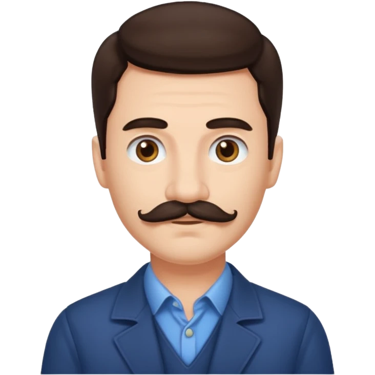Dark brown hair and mustache  emoji