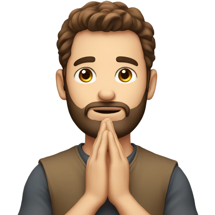 Handsome man with brown hairs and 3 days beard as he is praying emoji