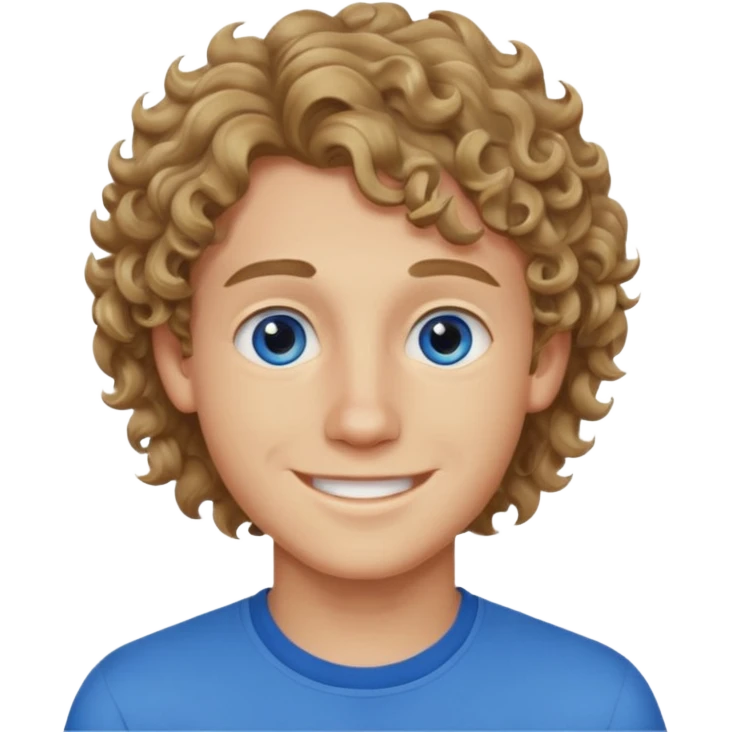 20 year old boy with wavy-curly dark blonde hair and blue eyes  emoji