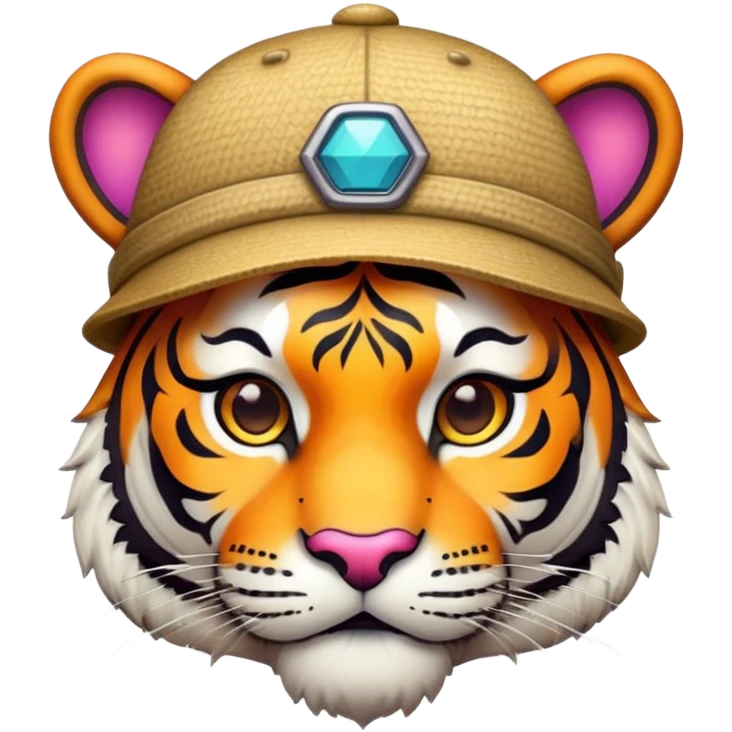 tiger face wearing stylish hat for Twitch emote emoji