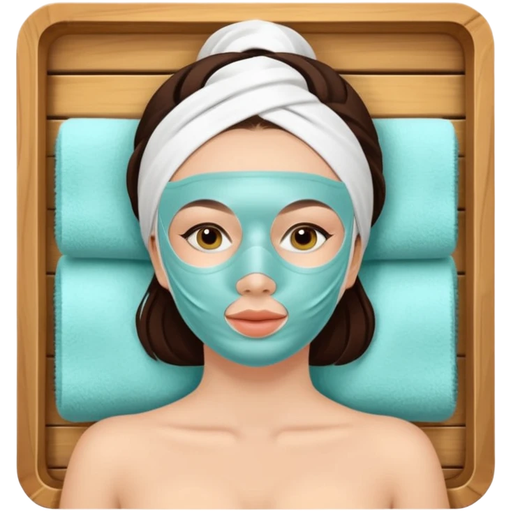 Lady with face mask spa beauty full face relaxing emoji