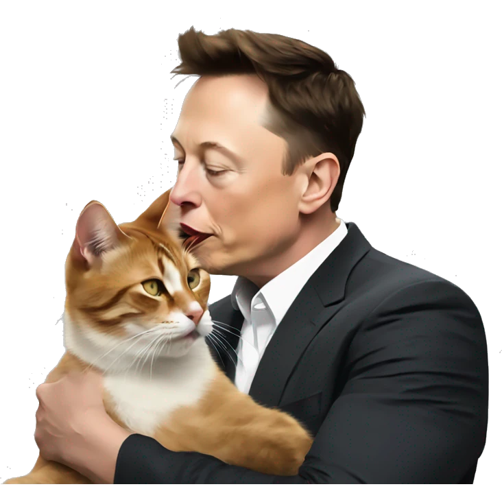 Elon musk kissing a cat emoji