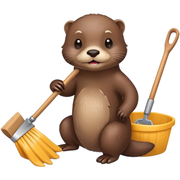 A cute otter doing chores emoji