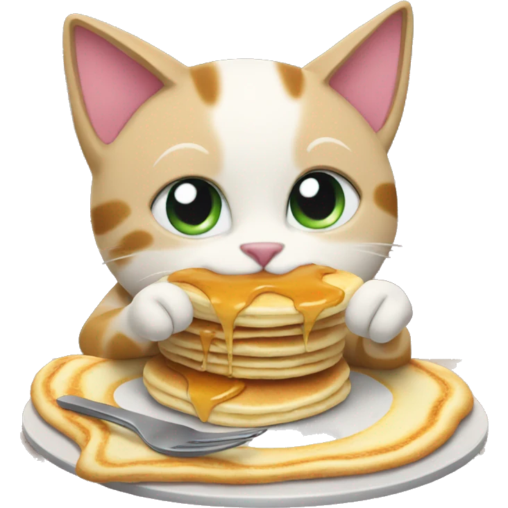 Cat eating a pancakes emoji
