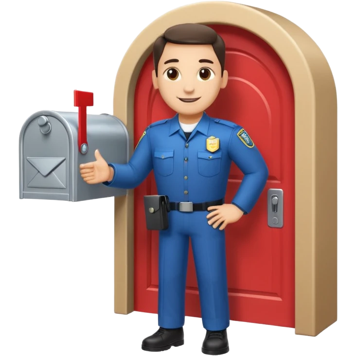 friendly AI email bouncer agent standing at a digital doorway with a mailbox and a security badge blocking spam emails emoji emoji