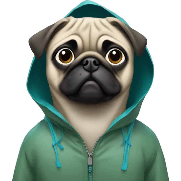 Pug wearing a rain jacket  emoji