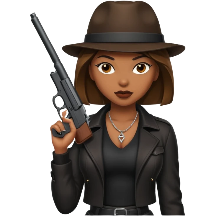 A sexy black female gangster with a gun emoji
