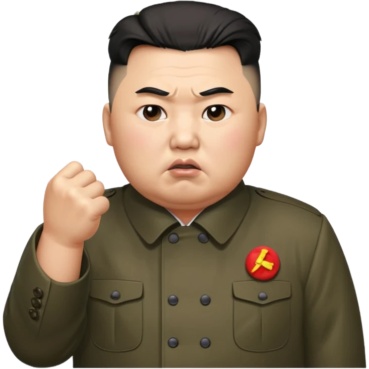 Kim Jong Un from North Korea with angry pout on face and shaking fist emoji