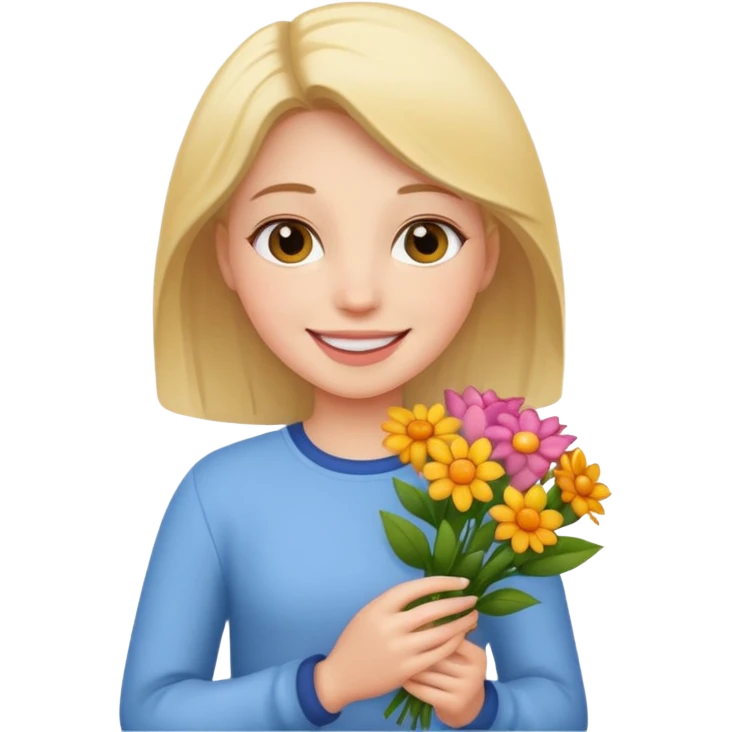 дівчинка що тримає в руках квіти emoji