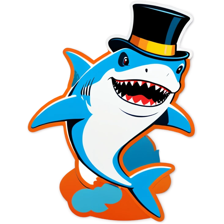 Shark with a top hat emoji