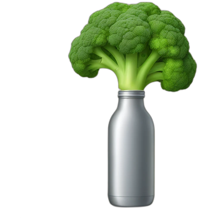 Broccoli with a bottle emoji