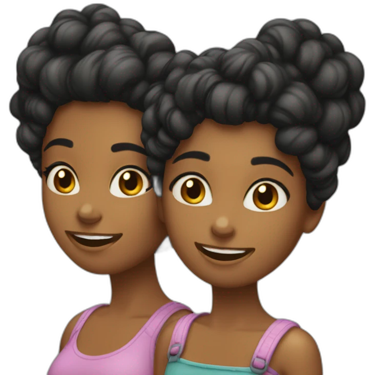 Dos chicas de pelo rizado abrazo emoji