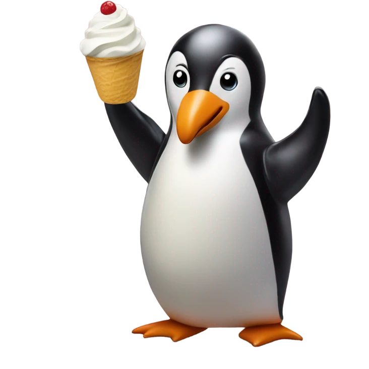 penguin serving gelato emoji