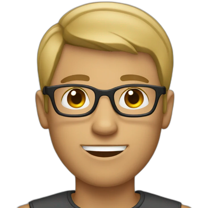 Dark blond guy with a buzz haircut and glasses emoji