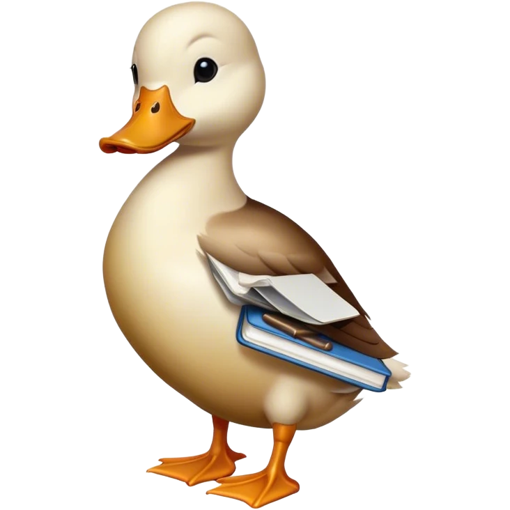 A duck with a notebook emoji