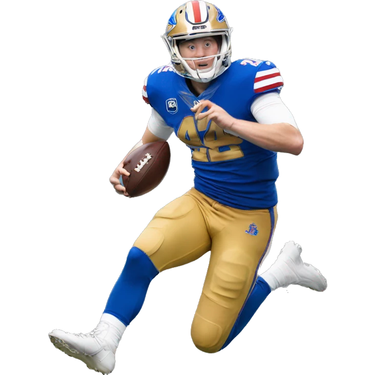 Josh Allen diving for touchdown with beer emoji